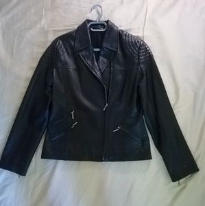 Black genuine leather Moto jacket